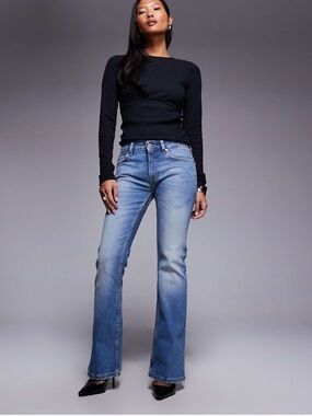 Asos petite bootcut jeans in midwash